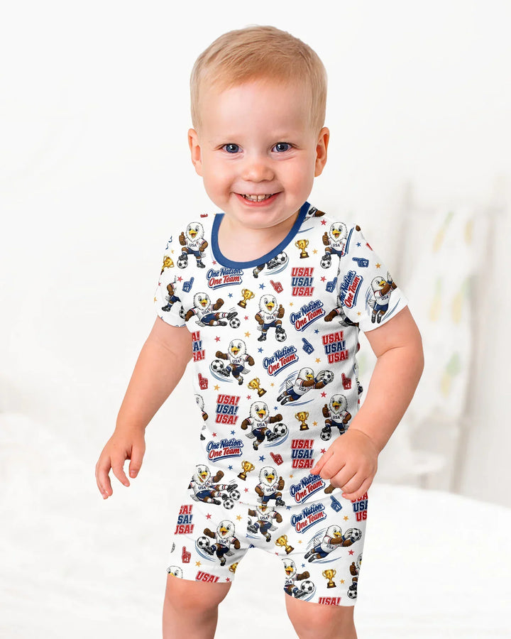 Schlafanzug-Set zweiteilig, kurze Ärmel, kurze Hose, Bambus