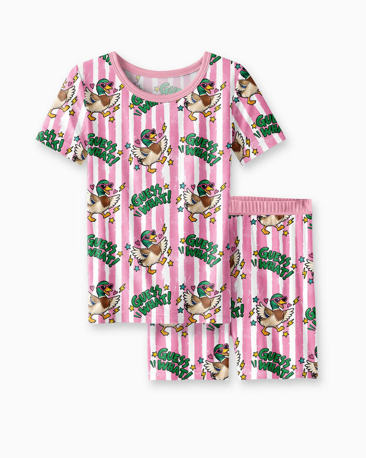 Guess What Mallard Butt Bamboo Two Piece Short Sleeve Shorts Pajama Set