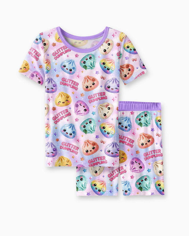 Glitter Dumpling Bamboo Two Piece Short Sleeve Shorts Pajama Set