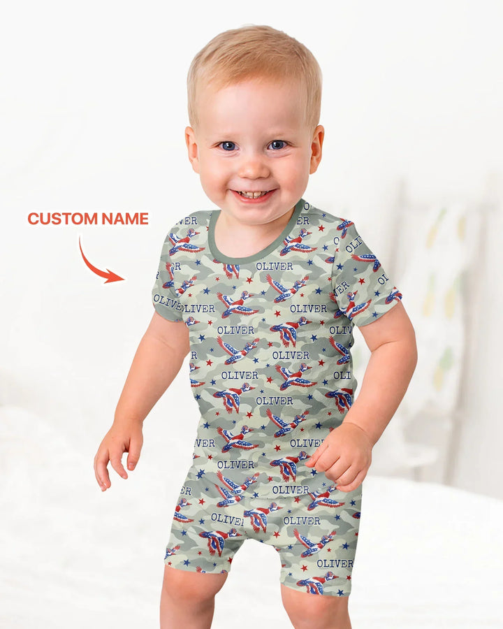 Zweiteiliges Pyjama-Set mit kurzen Ärmeln und Shorts im Sommer-Design