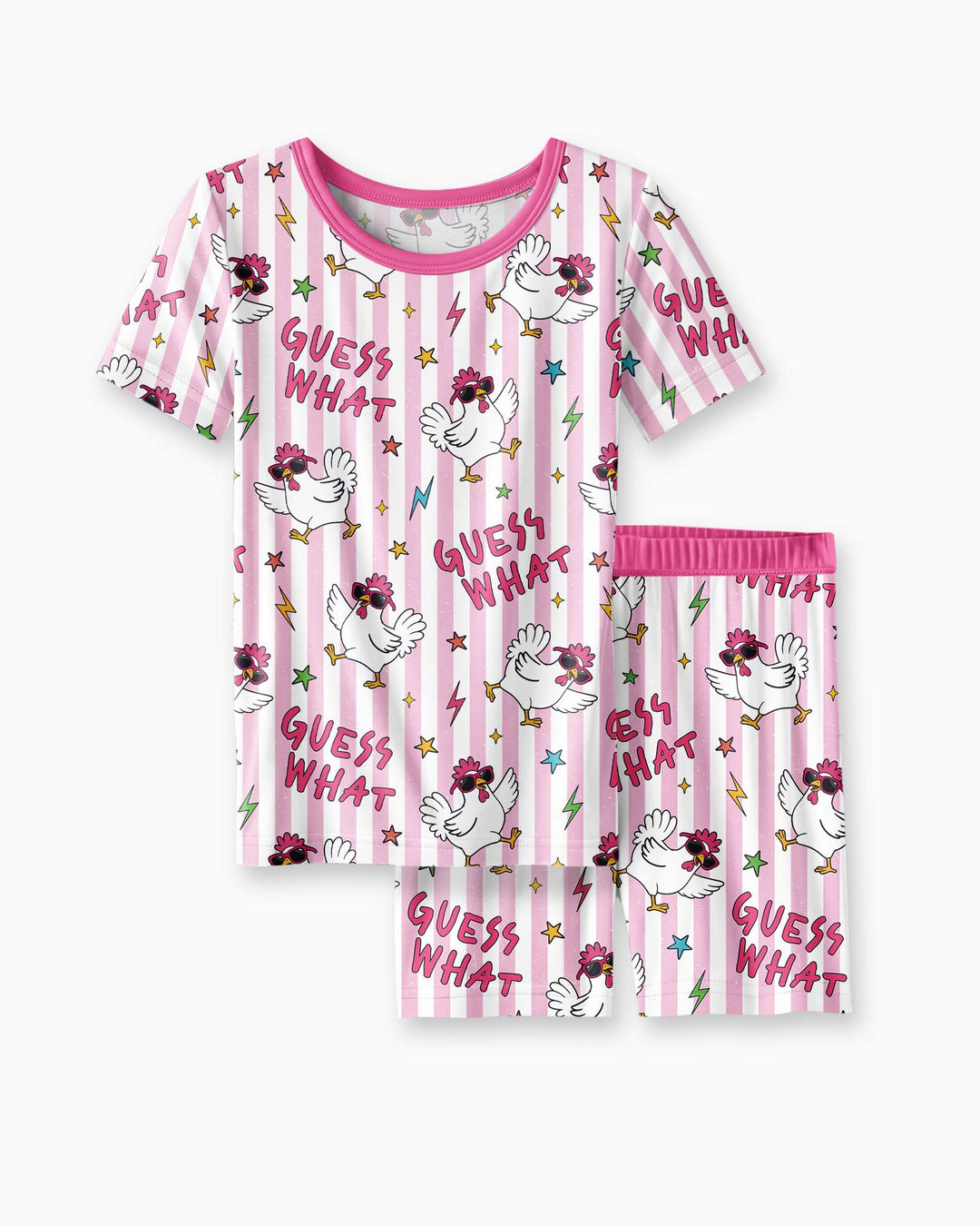 Guess What? Chicken Butt! Bamboo Two Piece Short Sleeve Shorts Pajama Set