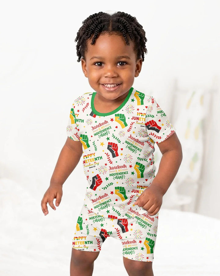 Happy Juneteenth Freedom Day Bamboo Two Piece Short Sleeve Shorts Pajama Set
