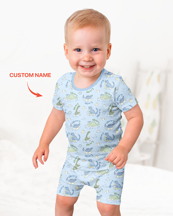 Zweiteiliges Pyjama-Set mit kurzen Ärmeln und Shorts im Sommer-Design
