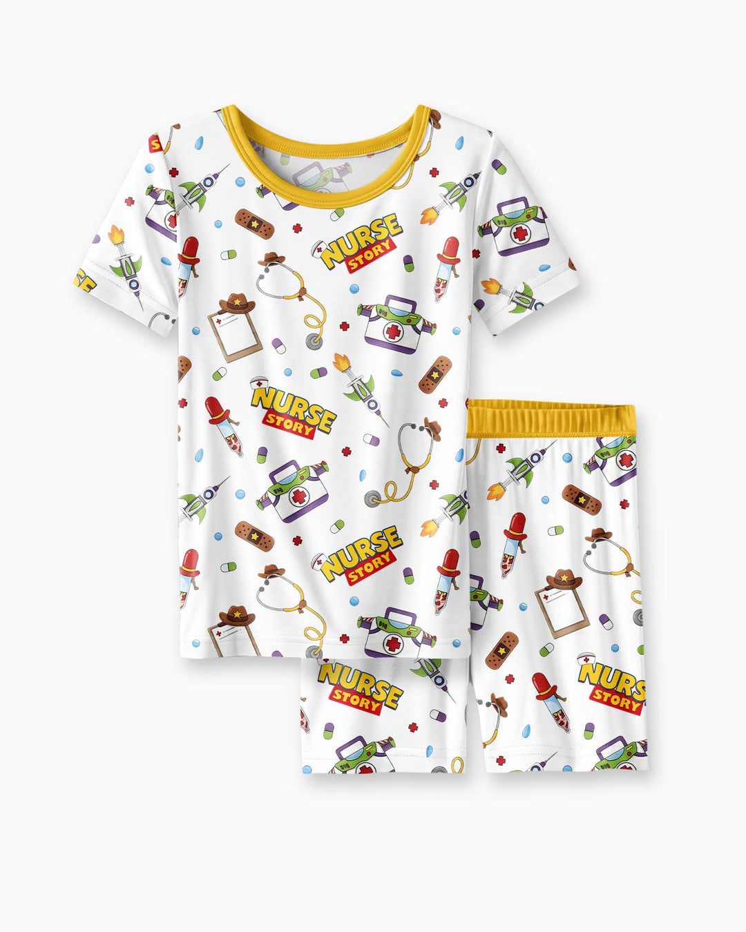 Template Zweiteiliges Pyjama-Set mit kurzen Ärmeln und Shorts