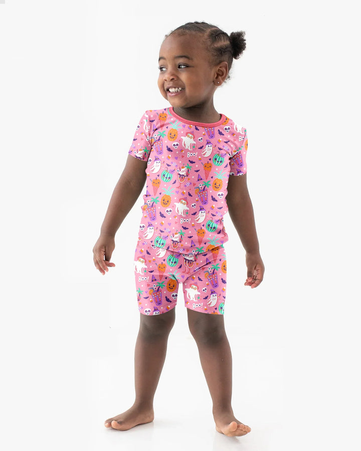 Summerween Doodles Bamboo Two Piece Short Sleeve Shorts Pajama Set