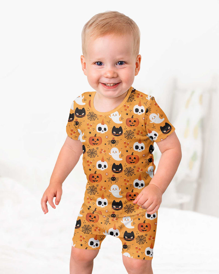 Halloween Party Bamboo Two Piece Short Sleeve Shorts Pajama Set