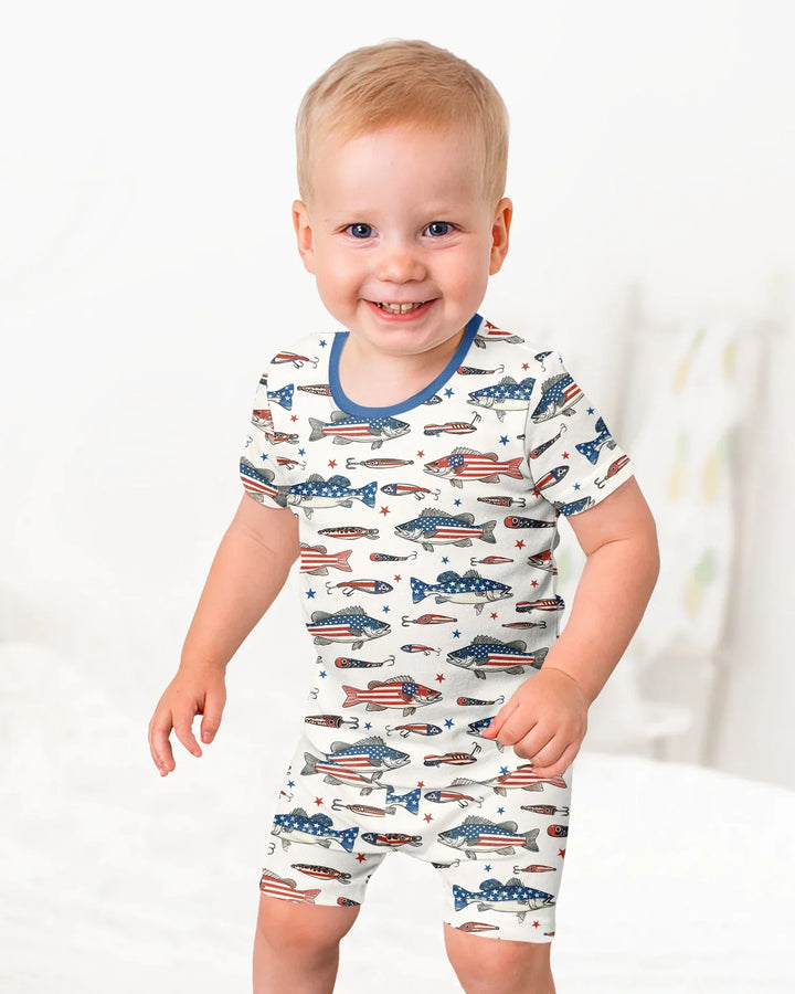 Schlafanzug-Set zweiteilig, kurze Ärmel, kurze Hose, Bambus