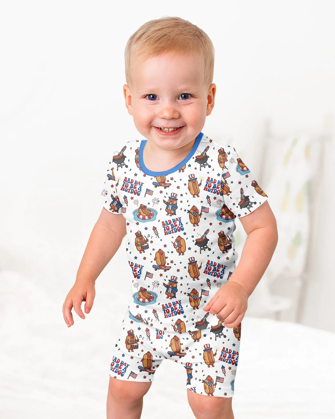 Schlafanzug-Set zweiteilig, kurze Ärmel, kurze Hose, Bambus