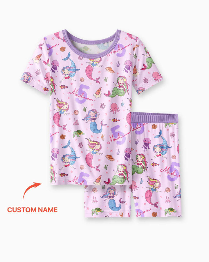 Schlafanzug-Set zweiteilig, kurze Ärmel, kurze Hose, Bambus