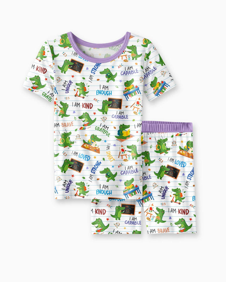Brave Gator Days Bamboo Two Piece Short Sleeve Shorts Pajama Set