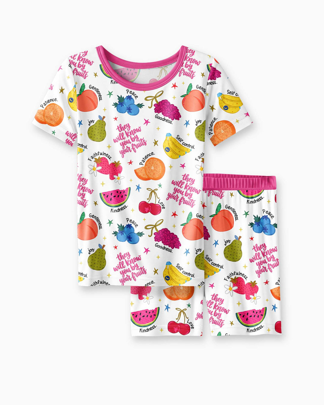 They Will Know You By Your Fruits Bamboo Two Piece Short Sleeve Shorts Pajama Set