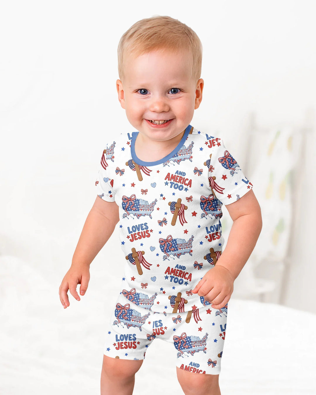 Schlafanzug-Set zweiteilig, kurze Ärmel, kurze Hose, Bambus