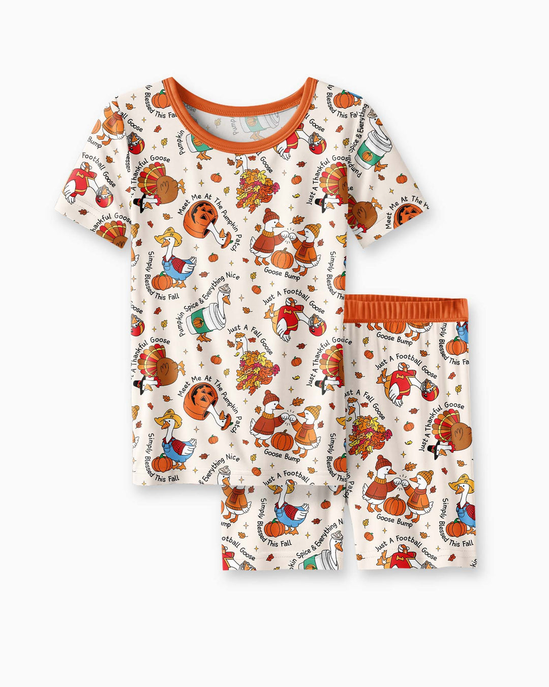 Just A Fall Goose Family Matching Bamboo Two Piece Short Sleeve Shorts Pajama Set