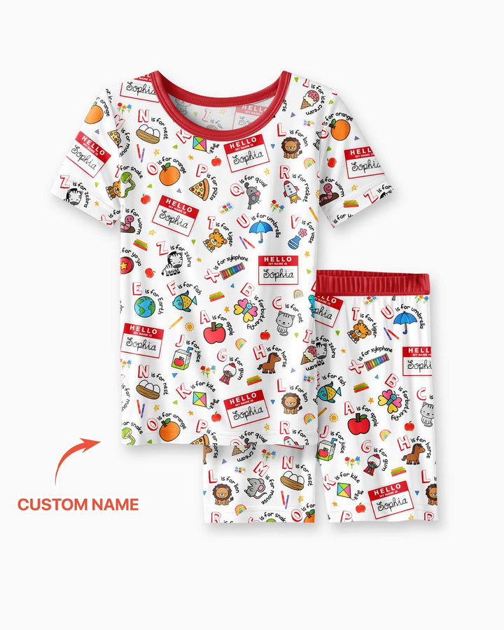 Zweiteiliges Pyjama-Set mit kurzen Ärmeln und Shorts im Sommer-Design