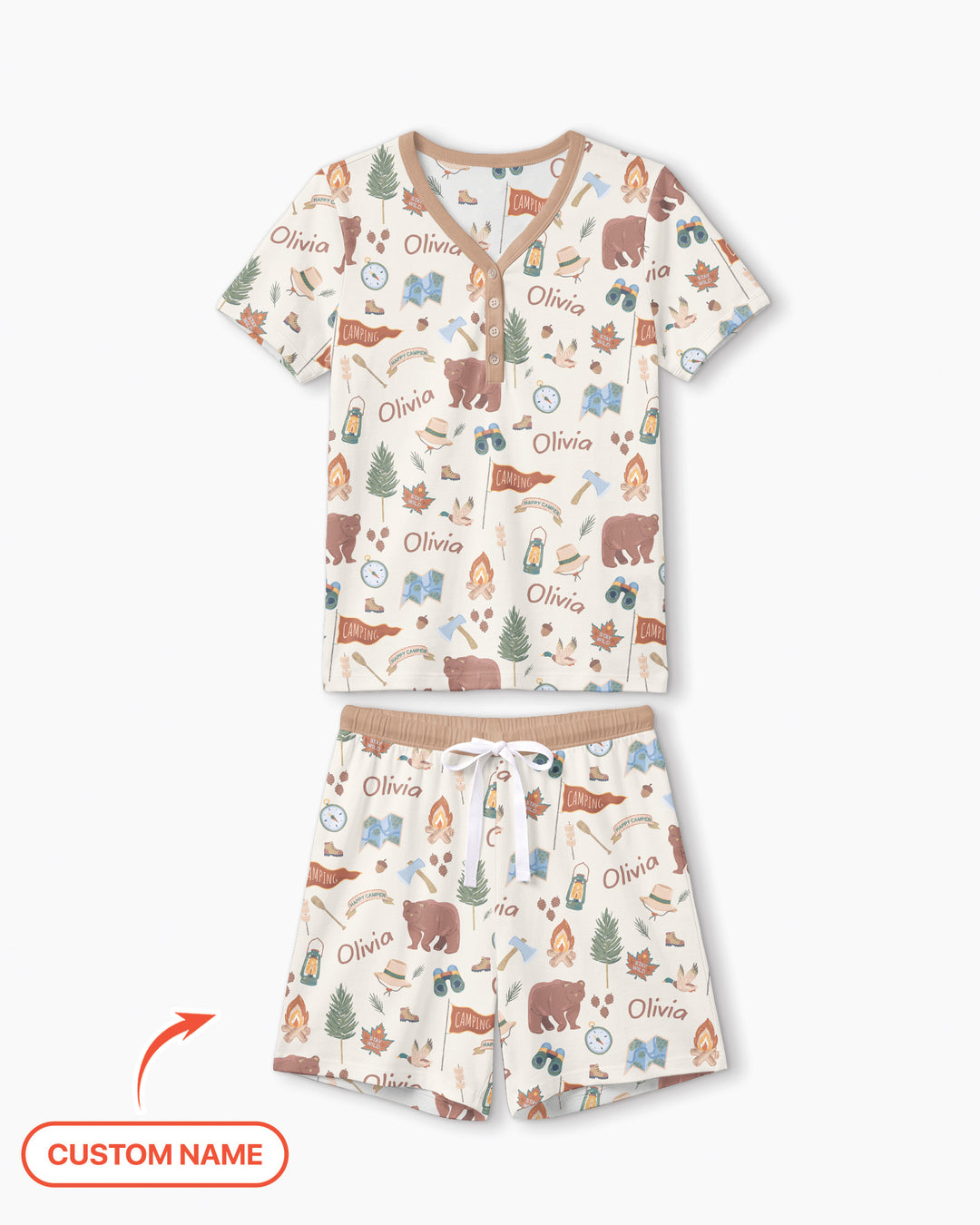 Custom Name Adventure Outdoors Bamboo Women Short Sleeve Short Pajama Set