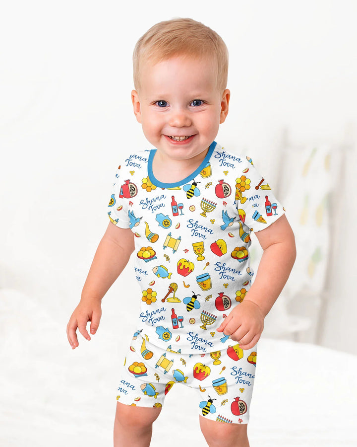 Template Zweiteiliges Pyjama-Set mit kurzen Ärmeln und Shorts