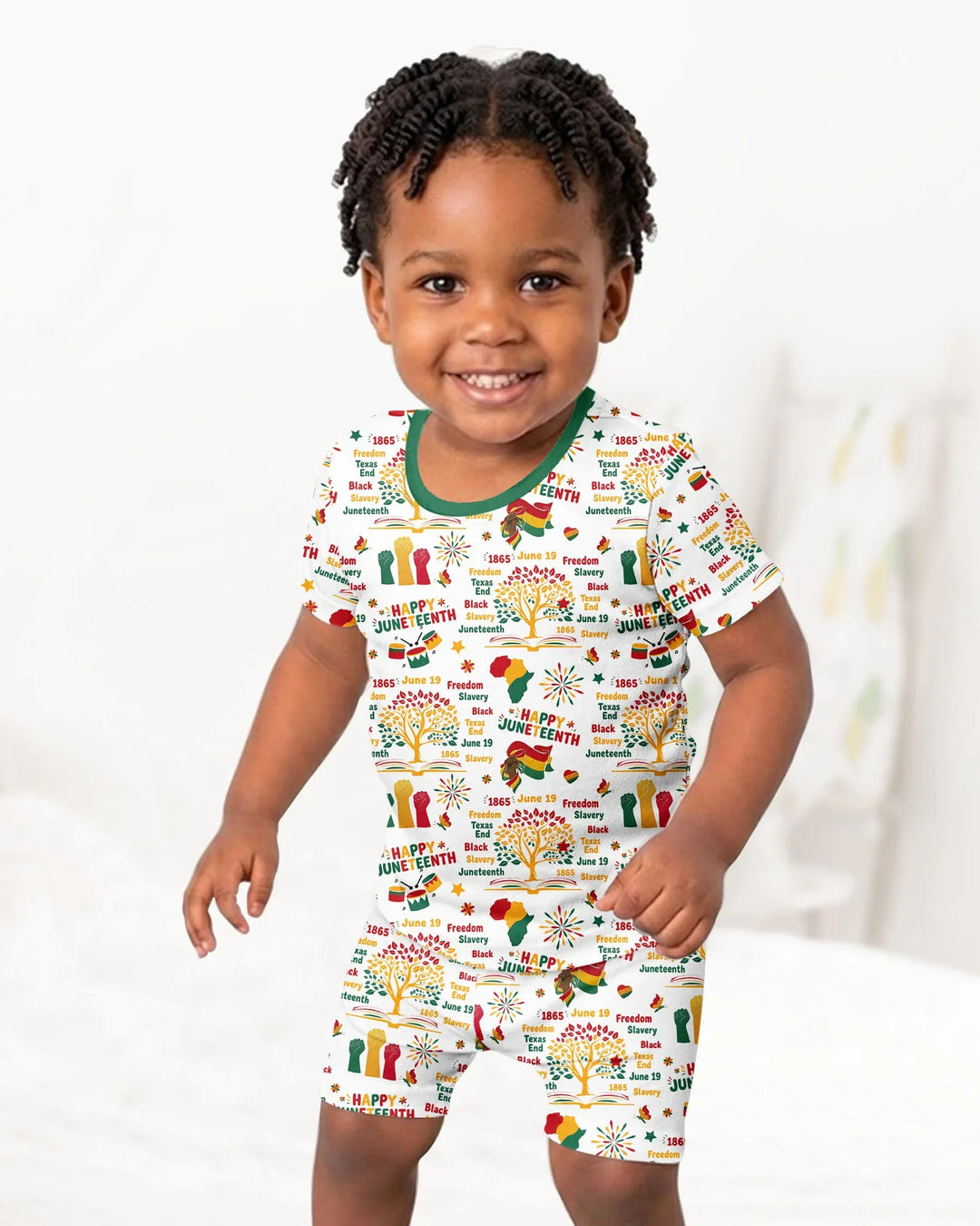 Happy Juneteenth Bamboo Two Piece Short Sleeve Shorts Pajama Set