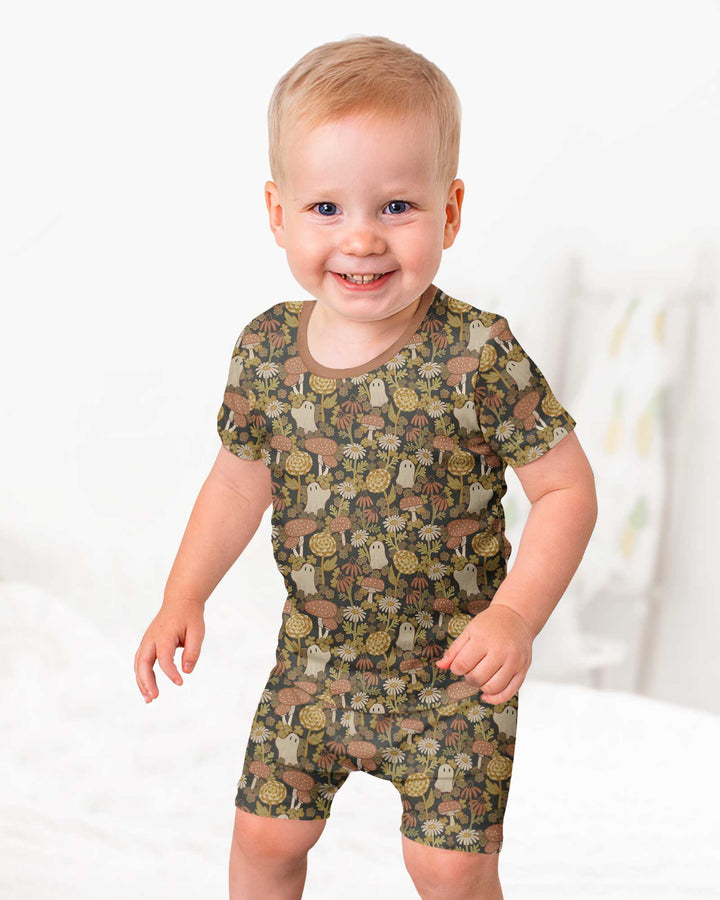 Ghost Garden Dark Autumn Bamboo Two Piece Short Sleeve Shorts Pajama Set