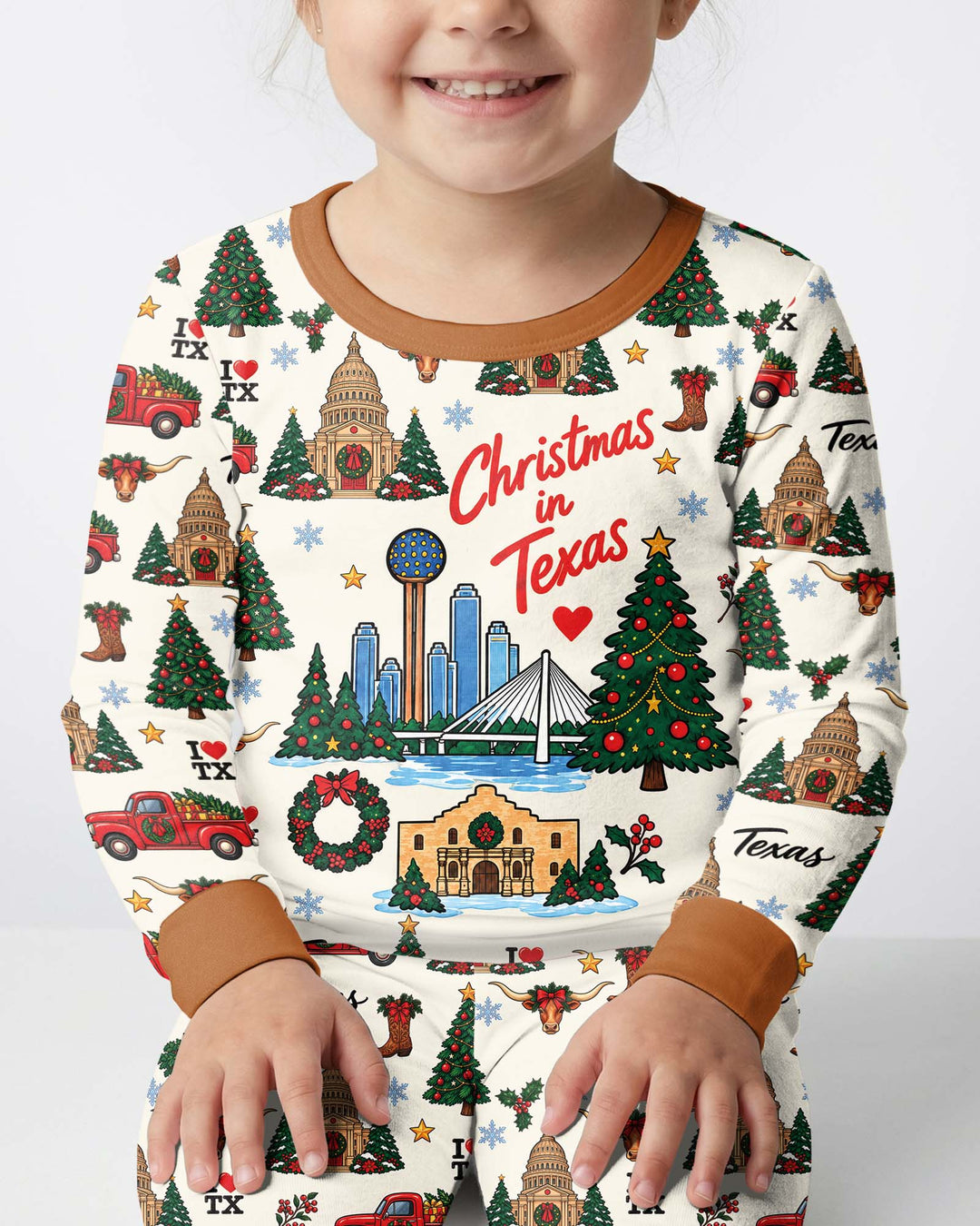 Christmas In Texas Bamboo Two Piece Long Sleeve Pajama Set