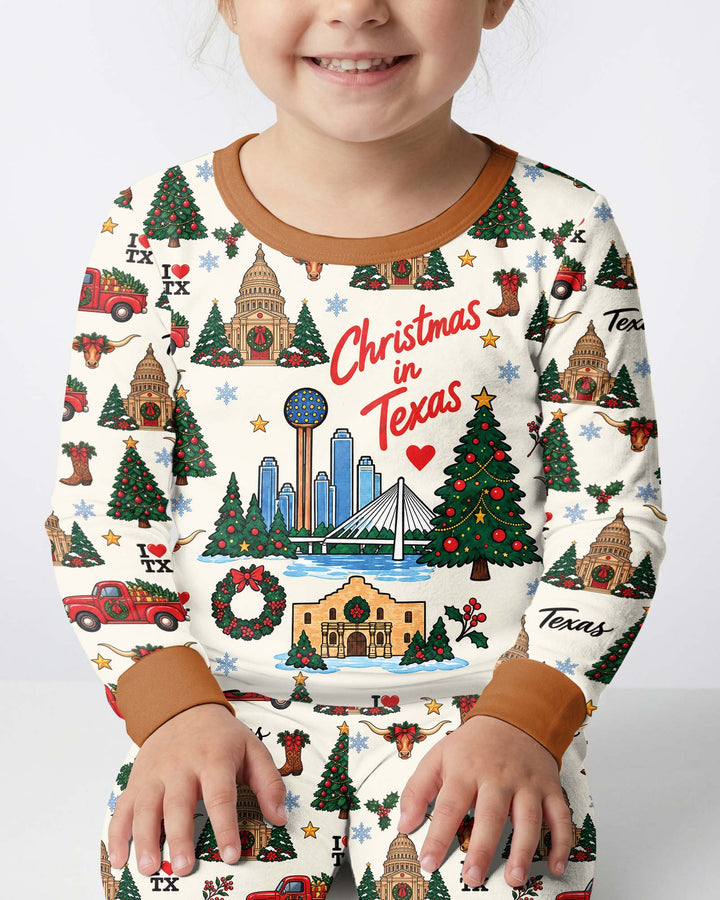 Christmas In Texas Bamboo Two Piece Long Sleeve Pajama Set