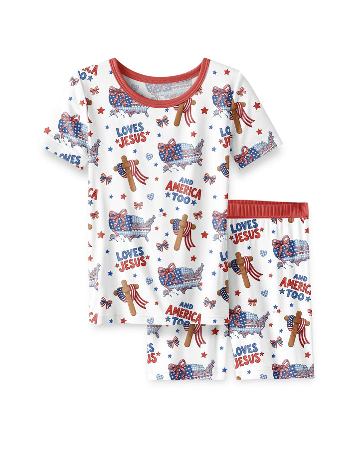 Schlafanzug-Set zweiteilig, kurze Ärmel, kurze Hose, Bambus