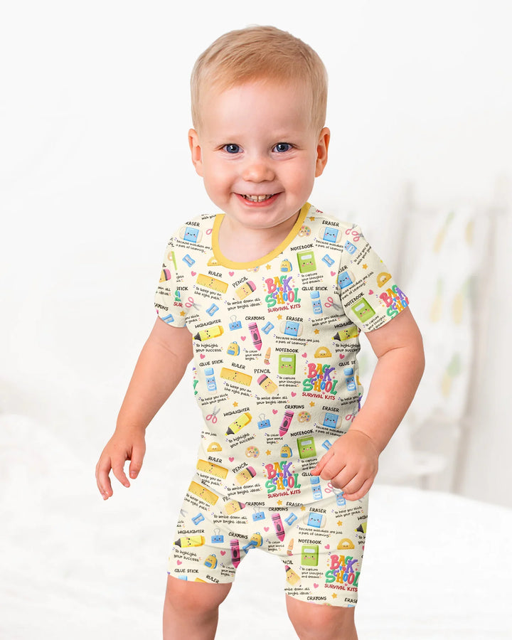 Schlafanzug-Set zweiteilig, kurze Ärmel, kurze Hose, Bambus