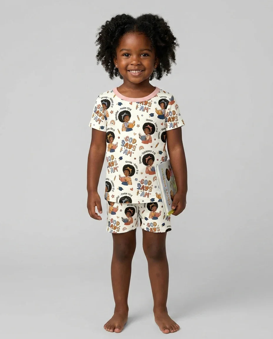 Schlafanzug-Set zweiteilig, kurze Ärmel, kurze Hose, Bambus