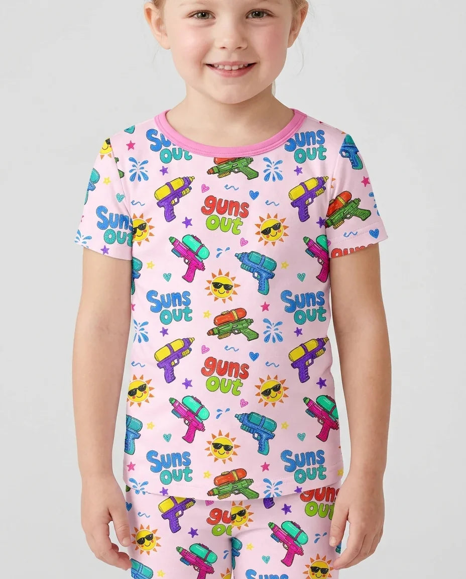 Schlafanzug-Set zweiteilig, kurze Ärmel, kurze Hose, Bambus