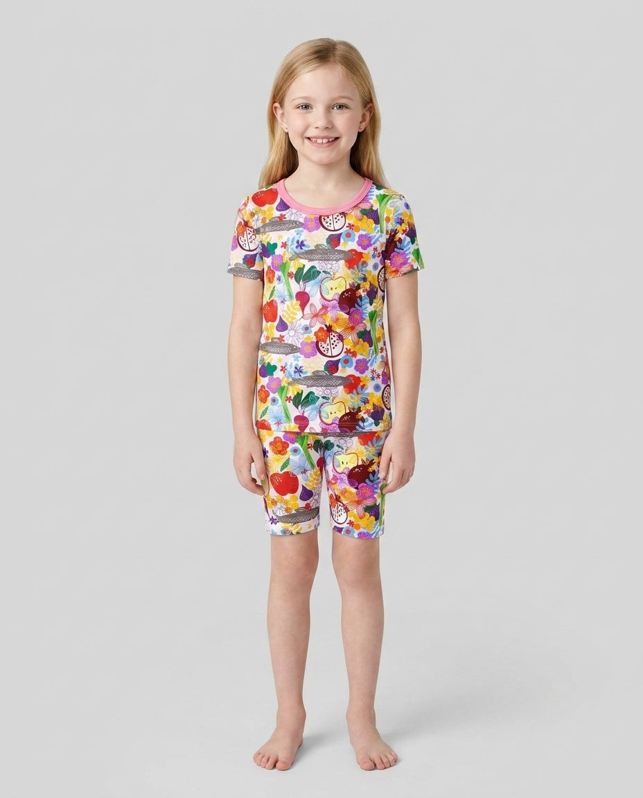Schlafanzug-Set zweiteilig, kurze Ärmel, kurze Hose, Bambus
