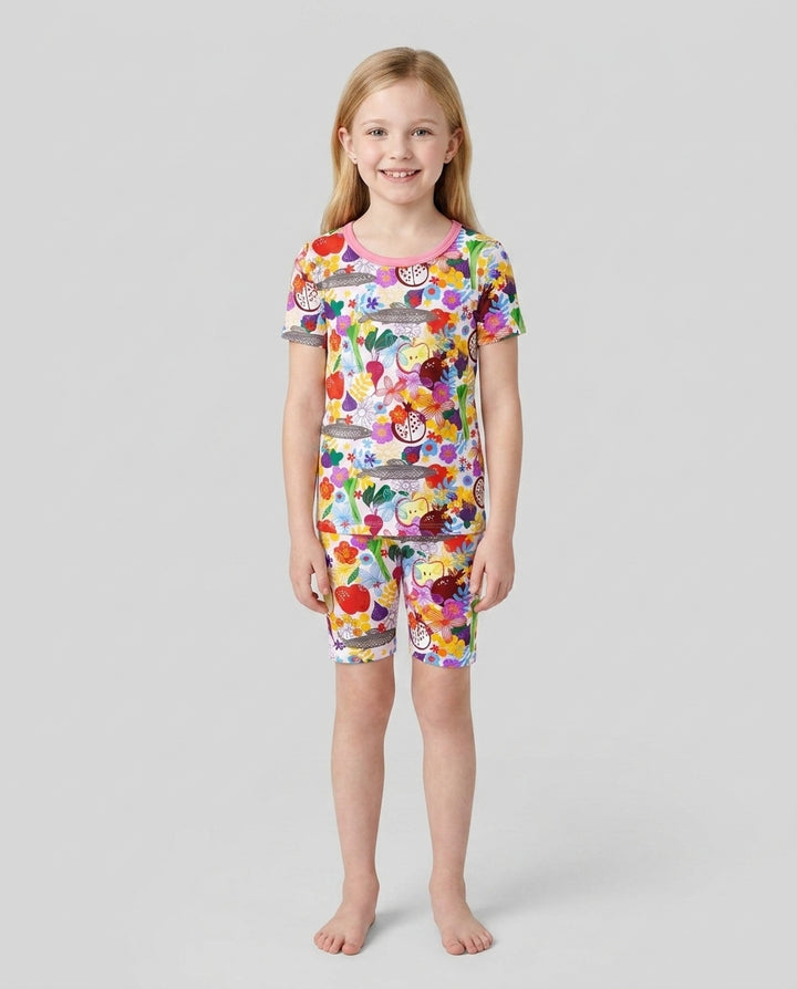 Schlafanzug-Set zweiteilig, kurze Ärmel, kurze Hose, Bambus