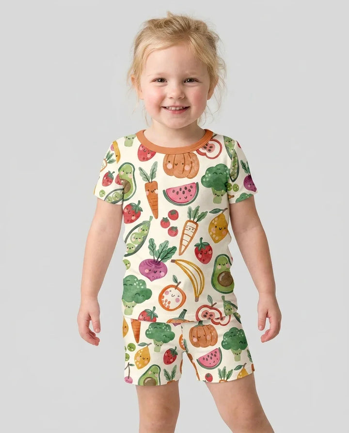 Template Zweiteiliges Pyjama-Set mit kurzen Ärmeln und Shorts