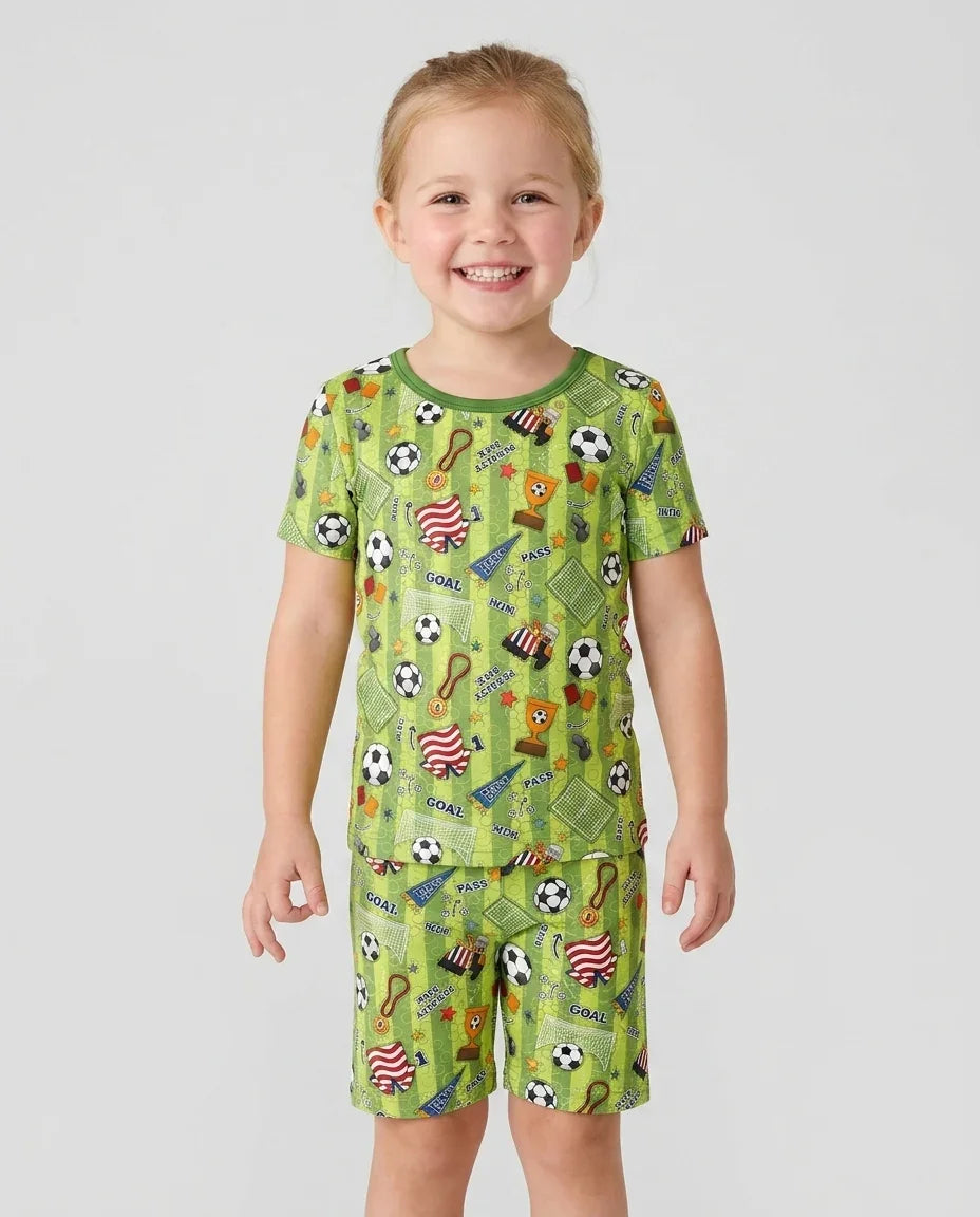 Schlafanzug-Set zweiteilig, kurze Ärmel, kurze Hose, Bambus
