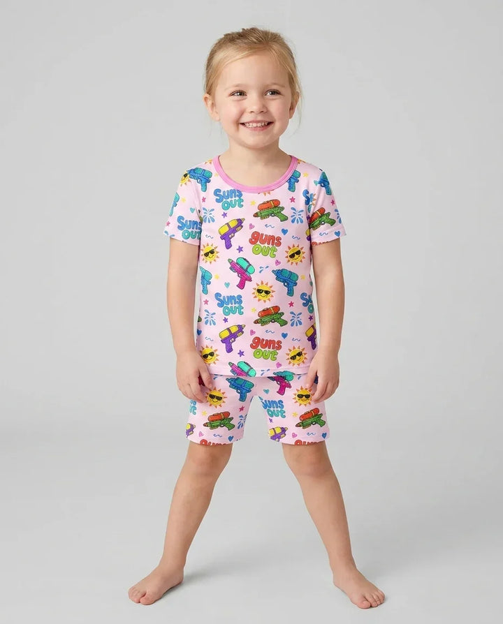 Schlafanzug-Set zweiteilig, kurze Ärmel, kurze Hose, Bambus