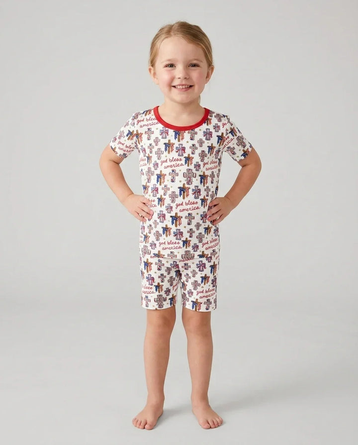 Schlafanzug-Set zweiteilig, kurze Ärmel, kurze Hose, Bambus