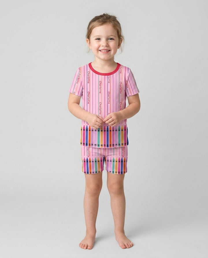 Schlafanzug-Set zweiteilig, kurze Ärmel, kurze Hose, Bambus
