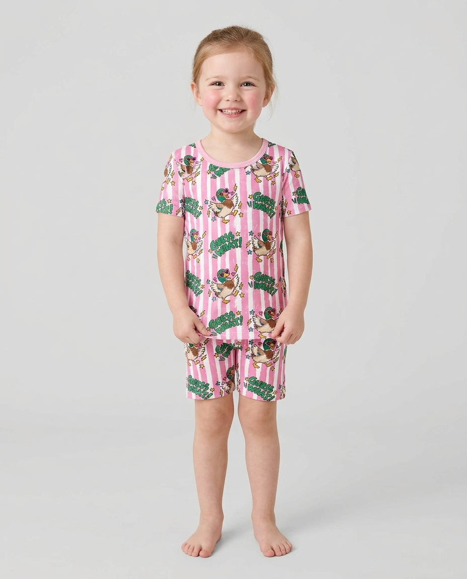 Guess What Mallard Butt Bamboo Two Piece Short Sleeve Shorts Pajama Set