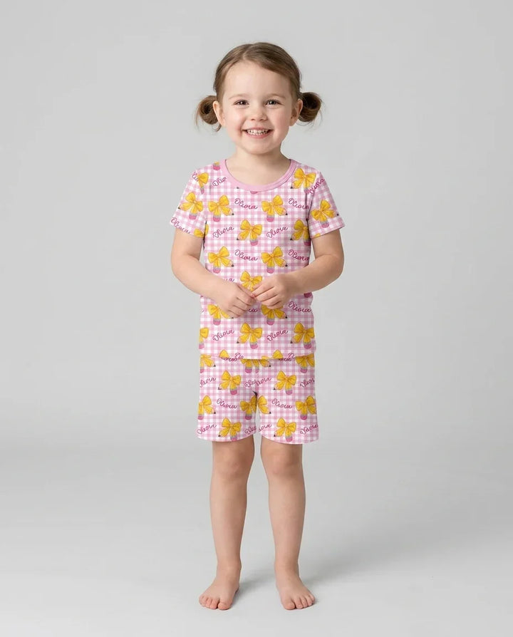 Schlafanzug-Set zweiteilig, kurze Ärmel, kurze Hose, Bambus