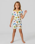 Magical Mirror Bow Bamboo Two Piece Short Sleeve Shorts Pajama Set