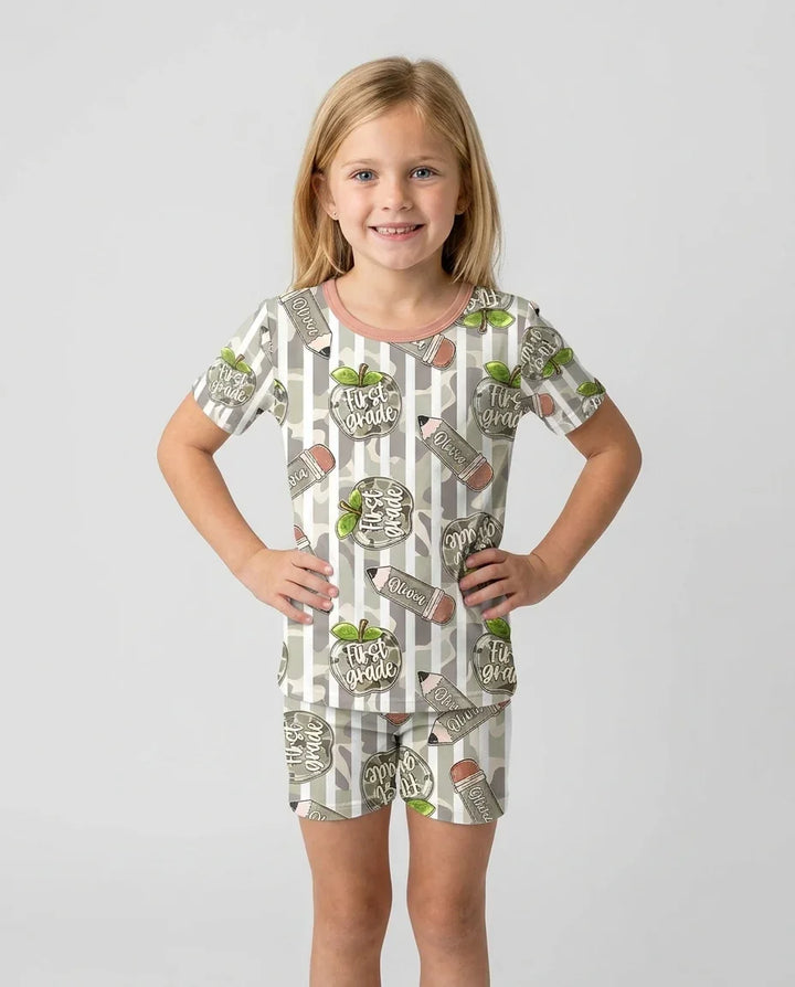 Schlafanzug-Set zweiteilig, kurze Ärmel, kurze Hose, Bambus