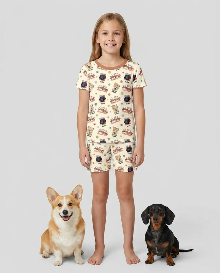 Zweiteiliges Pyjama-Set mit kurzen Ärmeln und Shorts im Sommer-Design