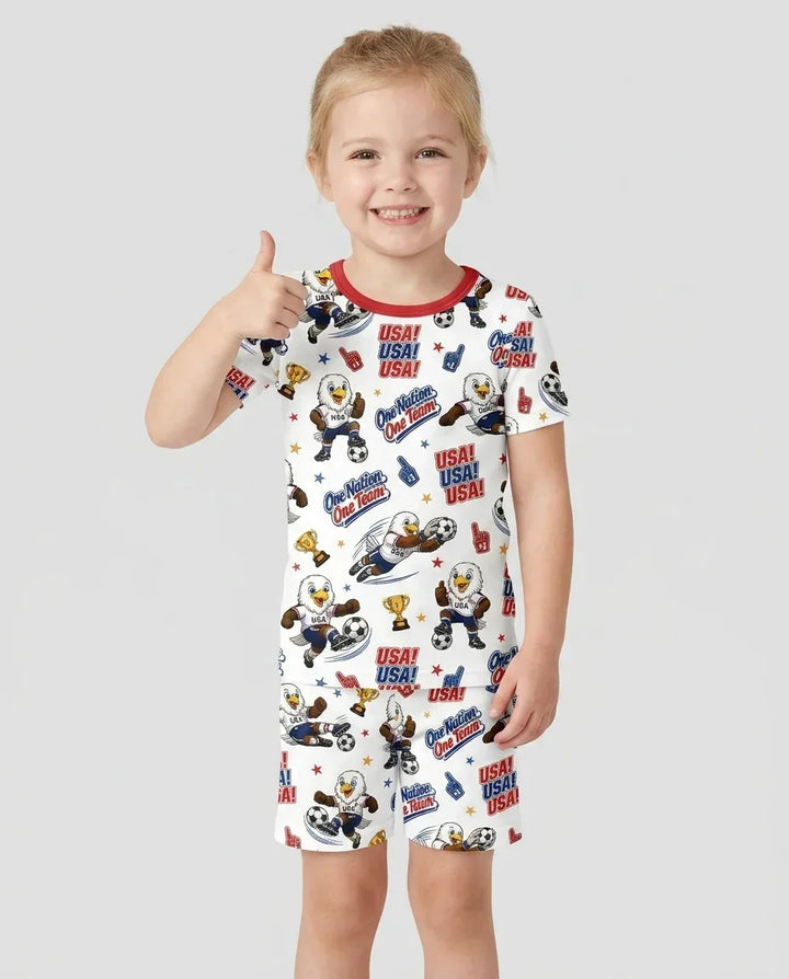 Schlafanzug-Set zweiteilig, kurze Ärmel, kurze Hose, Bambus