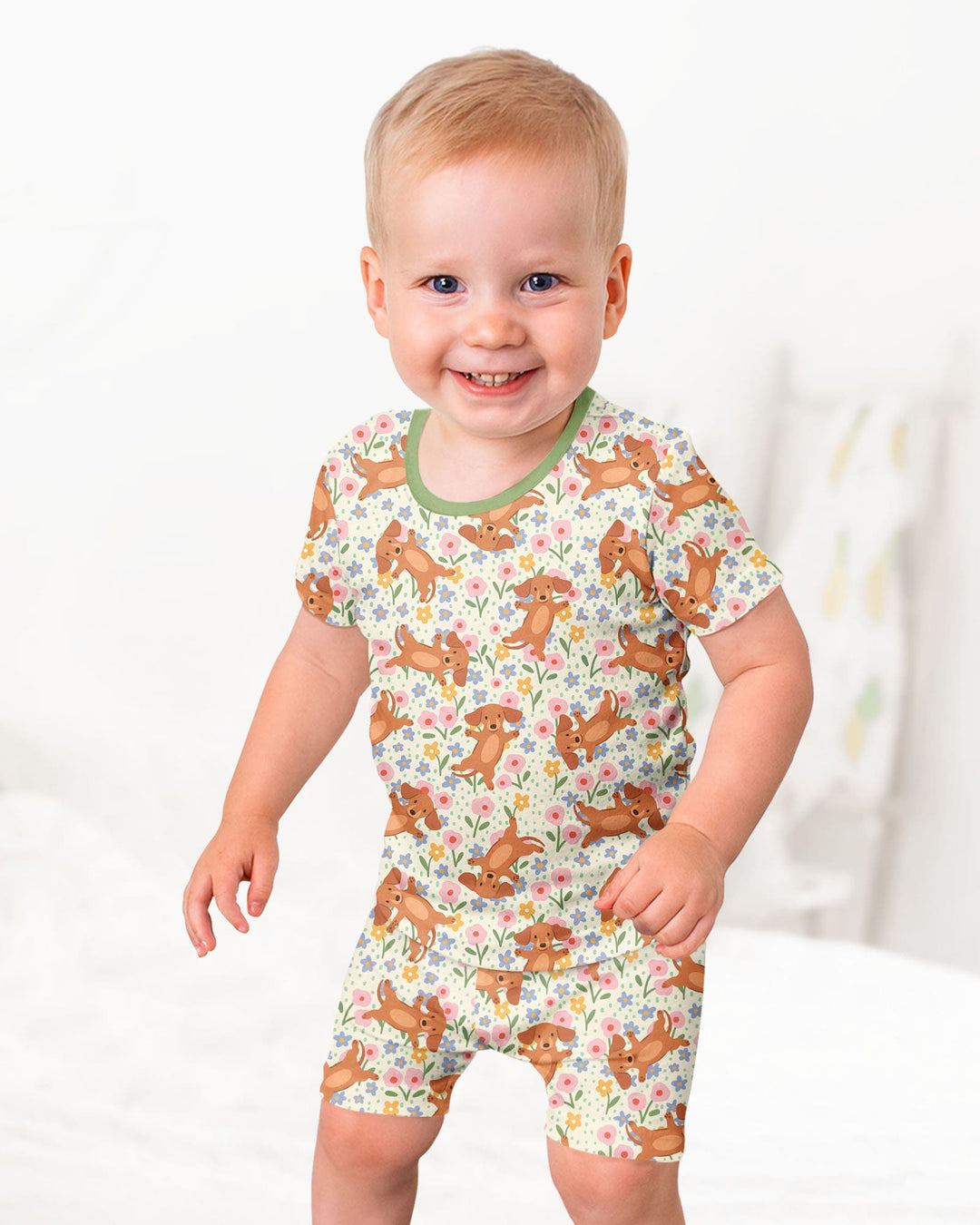 Schlafanzug-Set zweiteilig, kurze Ärmel, kurze Hose, Bambus