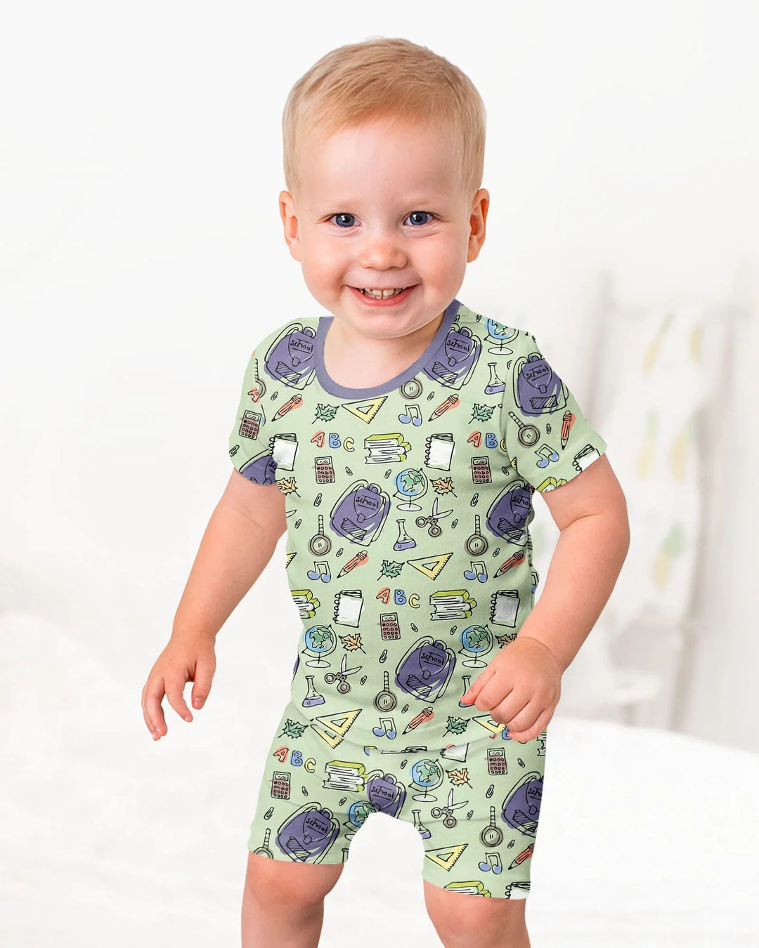 Schlafanzug-Set zweiteilig, kurze Ärmel, kurze Hose, Bambus