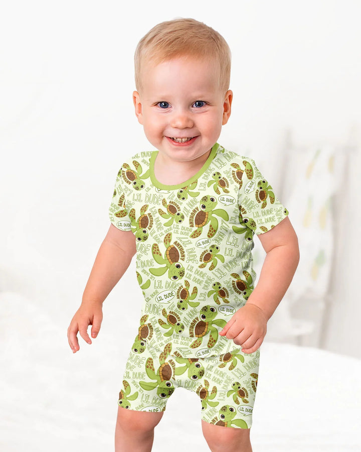 Zweiteiliges Pyjama-Set mit kurzen Ärmeln und Shorts im Sommer-Design