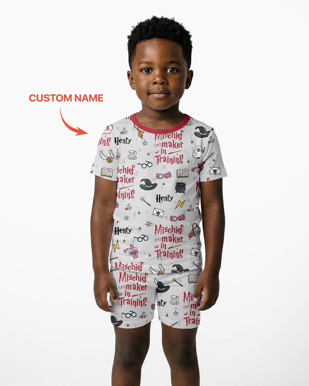 Custom Name Mischief Maker In Training Bamboo Two Piece Short Sleeve Shorts Pajama Set