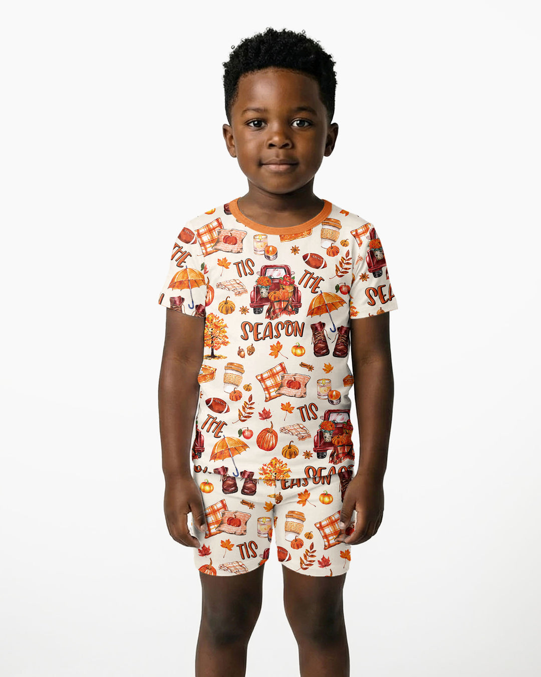 Fall Tis the Season Bamboo Two Piece Short Sleeve Shorts Pajama Set