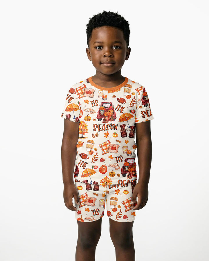 Fall Tis the Season Bamboo Two Piece Short Sleeve Shorts Pajama Set
