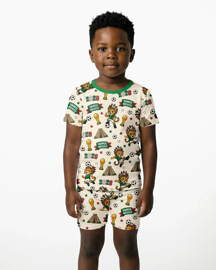 Jaguar 2026 Vamos Mexico Family Matching Bamboo Two Piece Short Sleeve Shorts Pajama Set