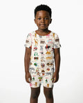 Explore Africa Geography Alphabet Bamboo Two Piece Short Sleeve Shorts Pajama Set