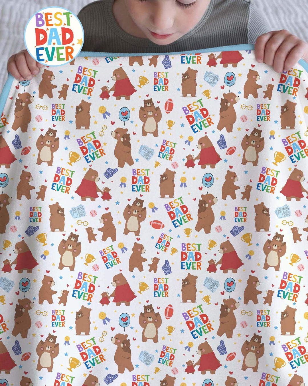 Best Daddy Bear Ever Family Matching Bamboo Blanket